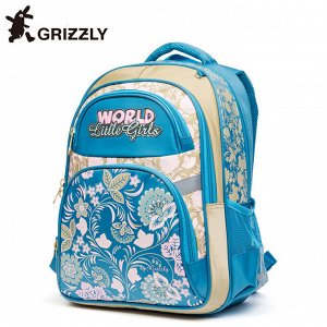 Рюкзак детский Grizzly с узором из цветов для девочек