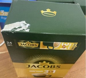 JACOBS 3в1 напиток кофейный растворимый "Мягкий" 24 стика по 12 грамм