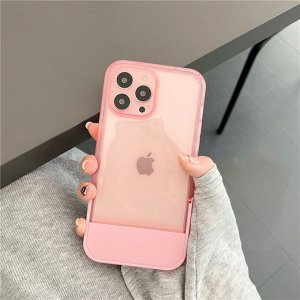 Чехол на Iphone, полупрозрачный, со складной подставкой, цвет розовый