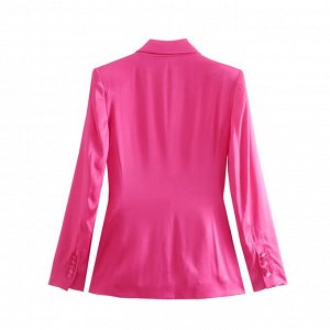 Женский пиджак на завязках, цвет ярко-розовый
