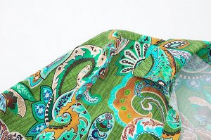 Женская блуза с длинным рукавом, принт "Узоры", цвет зеленый