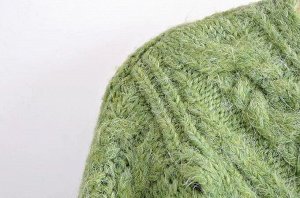 Женская кофта, узорная вязка, цвет зеленый