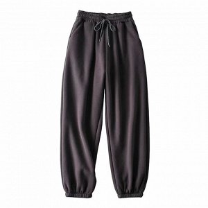 Женские утепленные брюки на резинке, цвет темно-серый