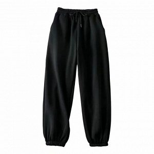 Женские утепленные брюки на резинке, цвет черный
