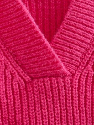 Женская укороченная кофта с V-образным вырезом, цвет розовый