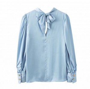 Женская блуза с V-образным вырезом, цвет голубой
