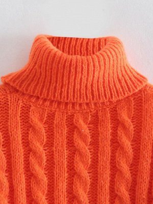 Женский свитер с узорной вязкой, цвет оранжевый