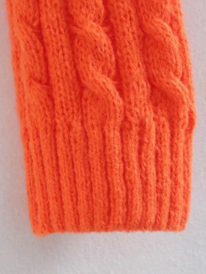 Женский свитер с узорной вязкой, цвет оранжевый