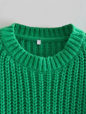 Женский свитер, крупная вязка, цвет зеленый