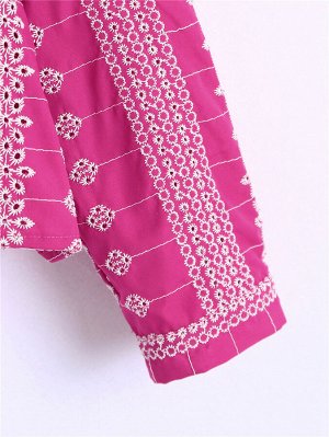 Женская рубашка на пуговицах, длинный рукав, принт "Орнамент", цвет  розовый