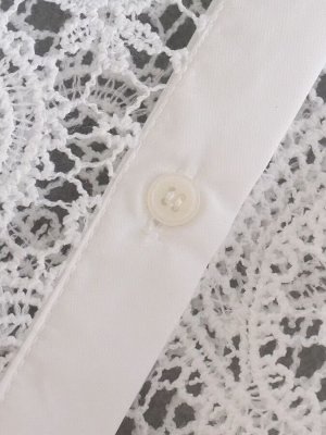 Женская кружевная блуза с длинным рукавом, цвет белый
