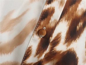 Женская блуза с принтом, длинный рукав, цвет коричневый