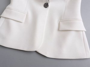 Женский пиджак на пуговице, цвет белый/черный