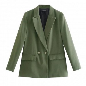 Женский пиджак на пуговице, цвет зеленый