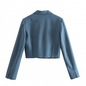 Женский укороченный пиджак, цвет синий