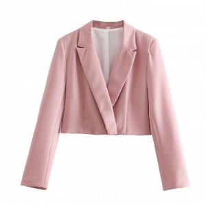 Женский укороченный пиджак, цвет розовый