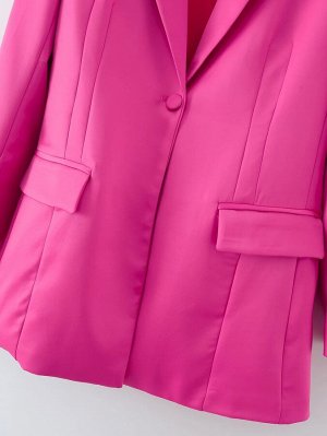 Женский пиджак на пуговице, цвет ярко-розовый