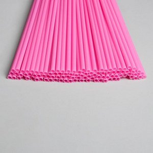 Трубочка для шаров, флагштоков и сахарной ваты, длина 41 см, d=6 мм, цвет светло-розовый