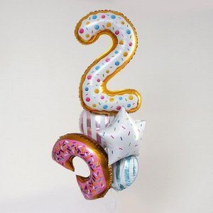 Шары воздушные фольгированные, букет «2 года», набор из 5 шт