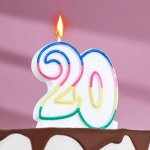 Свеча для торта «Цифра 20», 7.5 см