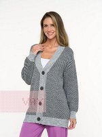 Кардиган женский 5232-1743        125/02 св.серый меланж/антрацит