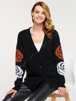 Кардиган женский 9232-91010   9500/501/096 чёрный/белый/кленовый сироп
