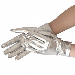 Перчатки серебристые короткие под латекс "Silver" (Wetlook Glossy)