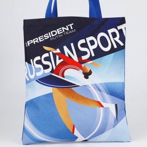 Сумка шоппер Putin team, 35х40х0.5см, russian sport, синяя