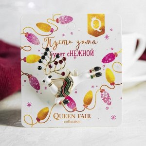 Queen fair Брошь новогодняя &quot;Олень в свитере&quot;, цветная в золоте