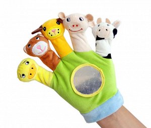 Перчатка на руку зеленая "веселые животные"