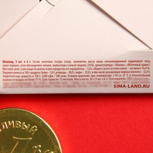 Набор шоколадных монет «Счастливая купюра», 5 шт. x 6 г.