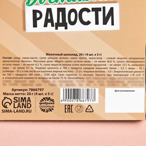 Подарочный молочный шоколад «Новогодняя пицца», 5 г. x 4 шт.