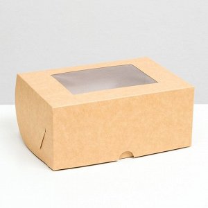 Упаковка на 6 мини-капкейков крафт с окном, 18,6 х 13,1 х 8 см