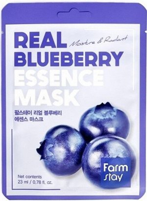 Farm Stay Real Blueberry Essence Mask Тканевая маска для лица с экстрактом черники, 23 мл