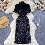 Платье вечернее с пайетками синее
