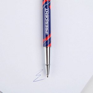 Ручка металл с колпачком "Спорт российский", фурнитура серебро,1.0 мм