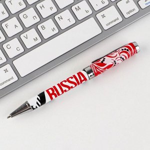 Ручка металл шариковая, синяя паста, 1 мм "Russian" фурнитура серебро
