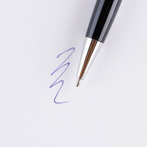 Ручка металл шариковая, синяя паста, 1 мм "Герб"
