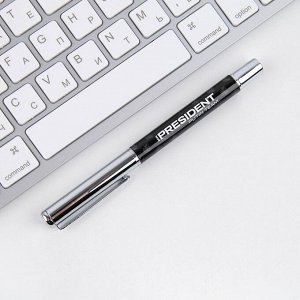 Ручка металл с колпачком "Герб", фурнитура серебро, 1.0 мм