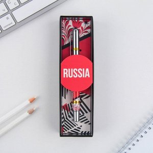 Ручка металл с колпачком «Russia», фурнитура серебро, 1.0 мм