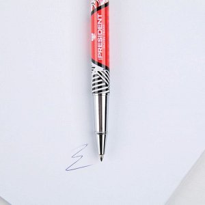 Ручка металл с колпачком "Russia", фурнитура серебро,1.0 мм