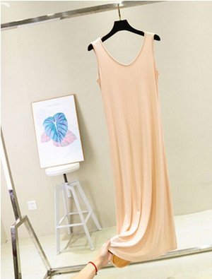 Платье для женщин, без рукавов, длинное (120 см), цвет телесный