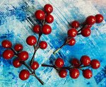 Декоративная Ветка с ягодой, цв.Красный