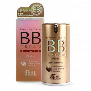 Ekel ВВ крем с экстрактом улитки для лица / BB Snail Cream SPF Whitening Anti-Wrinkle Sun Protector 50+/PA (Pump), 50 мл