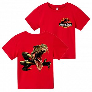 Детская футболка, принт "Парк юрского периода", цвет красный