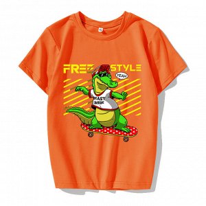 Подростковая футболка, принт "Крокодил", цвет оранжевый