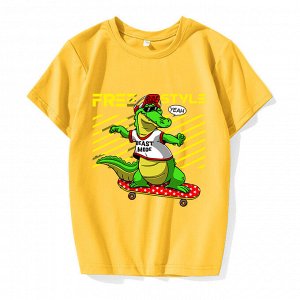 Подростковая футболка, принт "Крокодил", цвет желтый