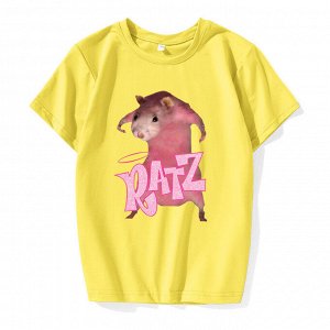 Подростковая футболка, принт "Ratz", цвет желтый