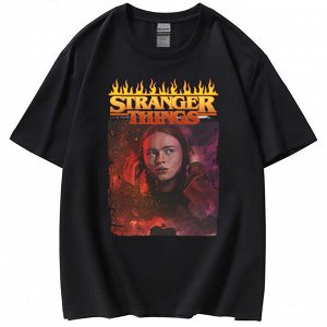 Подростковая футболка, принт "Stranger Things", цвет черный