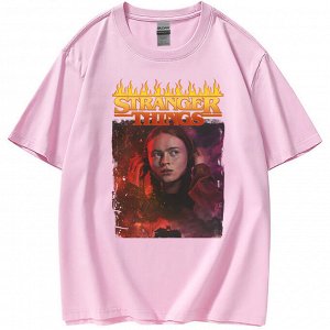Подростковая футболка, принт "Stranger Things", цвет розовый